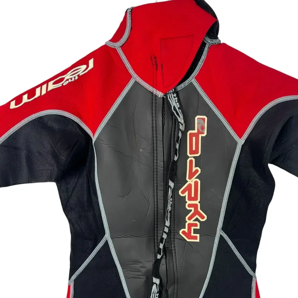 The Realm Spring Shortie Wetsuit Short Sleeve Black Red Juniors Youth 10